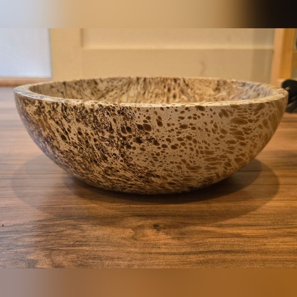 Elegant Wood Brown Speckled Decorative Bowl